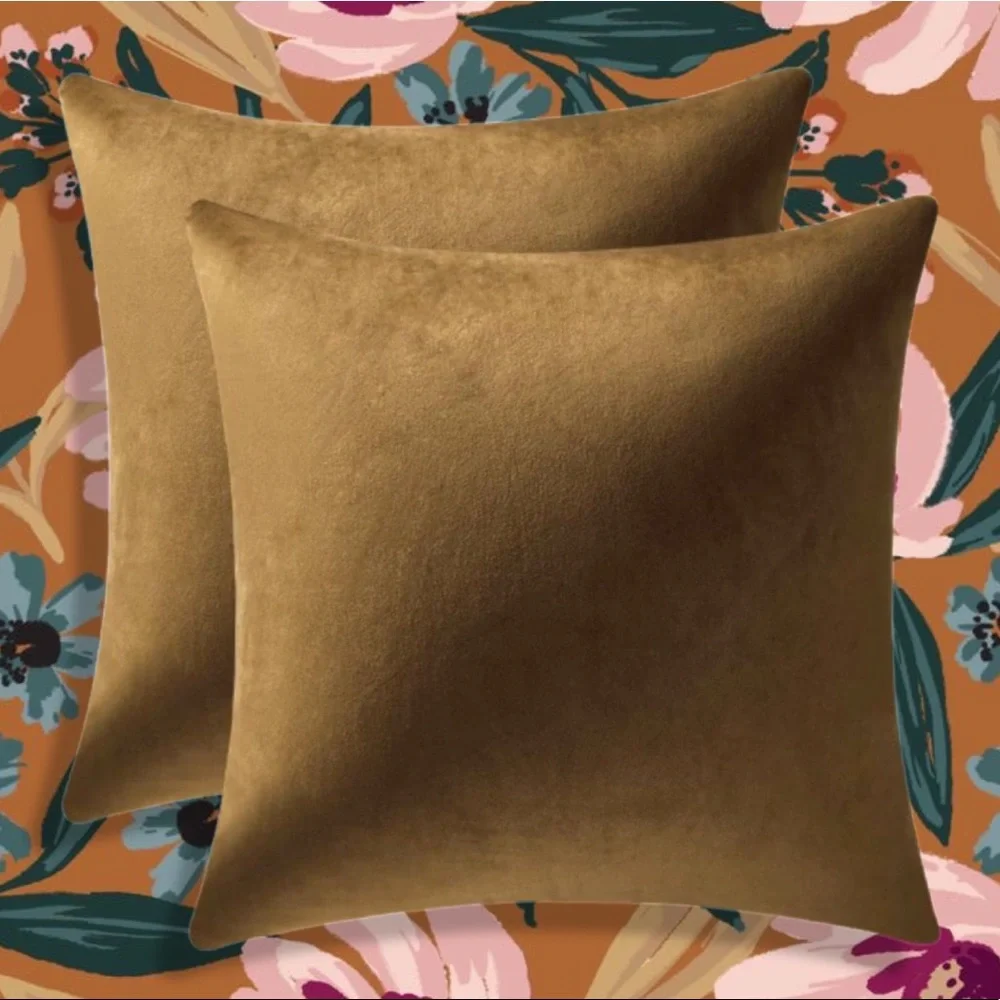 Luxury Home | Set of 2 Oversized Elegant Soft Velvet Coffee Throw Pillow Covers